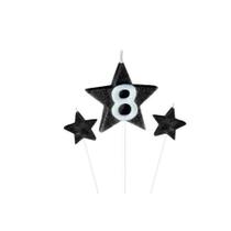 Vela de Aniversário New Star Preto - Número 8