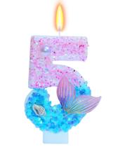 Vela de Aniversário Número 5 Cauda de Sereia 7 cm