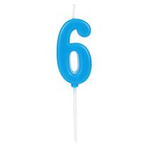 Vela de Aniversário Número 6 Azul 4,5 cm Silver Plastic