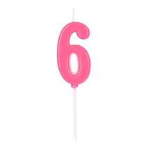 Vela de Aniversário Número 6 Rosa 4,5 cm Silver Plastic
