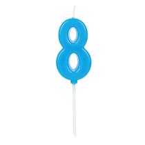 Vela de Aniversário Número 8 Azul 4,5 cm Silver Plastic