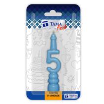 Vela de aniversário Número azul bebe Nº 5 Caixa com 10 un.