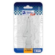 Vela de aniversário Número Branca Nº 4 com 10 un. - TAMAROZZI EMBALAGENS