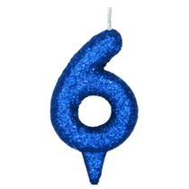 Vela De Aniversário Número Magic Glitter Azul