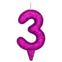 Vela De Aniversário Número Magic Glitter Rosa