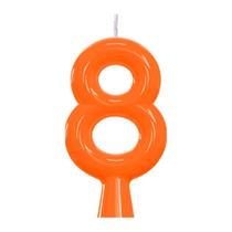 Vela De Aniversário Número Neon Laranja