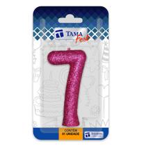 Vela de aniversário Número Pink Nº 7 com 10 un. - TAMAROZZI EMBALAGENS
