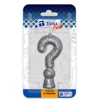 Vela de aniversário Número Prata Interrogação com 10 un.