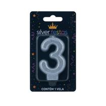 Vela de Aniversário Prata N3 Silver Vela de Aniversário Prata N3 Silver
