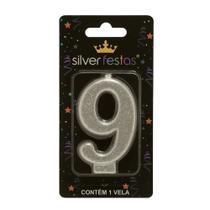 Vela de Aniversário Prata N9 Silver