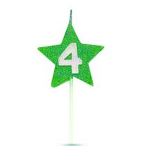 Vela de Aniversário Star Verde - Número 4 Vela de Aniversário Star Verde - Número 4