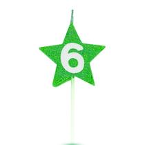 Vela de Aniversário Star Verde - Número 6 - Curifest
