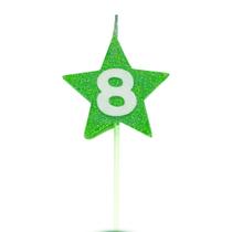 Vela de Aniversário Star Verde - Número 8