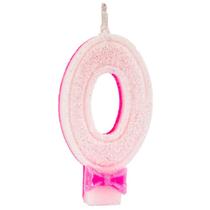Vela de Aniversário Super Glitter Rosa Regina Número 0