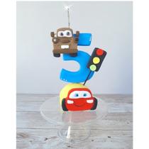 Vela de Biscuit Carros- Relâmpago Mcqueen Idade:5 anos