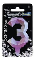 Vela De Bolo Festa De Aniversário Número Tie Dye Diamante - FESTCOLOR