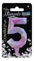 Vela De Bolo Festa De Aniversário Número Tie Dye Diamante - FESTCOLOR