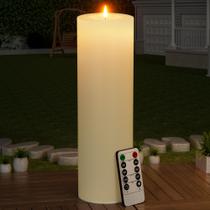 Vela de exterior BUTHY 14x4cm LED impermeável com temporizador Ivory