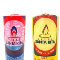 Vela de Mel 7 Dias Amarela Aromática e Vermelha e Preta Kit - Santa Rita