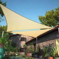 Vela de sombreamento triangular retângula bege 3,7 m x 3,7 m da ShadeMart Vela de sombreamento triangular retângula bege 3,7 m x 3,7 m da ShadeMart