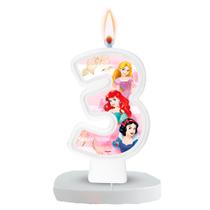 Vela decoração Princesas Disney Número 3 festa Aniversário