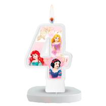 Vela decoração Princesas Disney Número 4 festa Aniversário - Regina