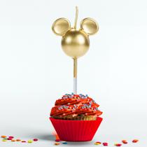 Vela Decorada festa Mickey Dourado decoração aniversário