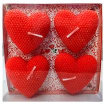 Vela decorativa coração c/ 4 peças - vermelha - TOP RIO