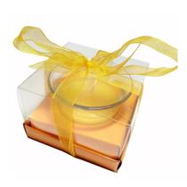 VELA DECORATIVA DE VIDRO REDONDA DECORAÇÃO EVENTOS Laranja