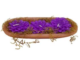 Vela Decorativa Kit 3 Velas Flor De Lotus Roxa Com Vasinho Vela Decorativa Kit 3 Velas Flor De Lotus Roxa Com Vasinho