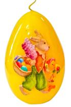 Vela decorativa ovo de pascoa pintado a mao amarelo