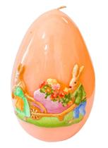 Vela decorativa ovo de pascoa pintado a mao rosa