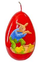 Vela decorativa ovo de pascoa pintado a mao vermelho