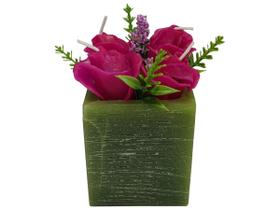 Vela Decorativa Vasinho De Velas Com Flores De Rosa - Velas da Jú