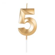 Vela Design Dourada Número 5 - Silverfestas