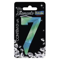 Vela Diamante Azul com Verde - 01 Unidade - Festcolor