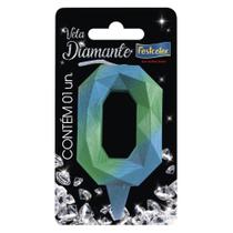 Vela Diamante Azul com Verde - 01 Unidade - Festcolor