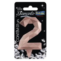 Vela Diamante Rose Gold - 01 Unidade - Festcolor