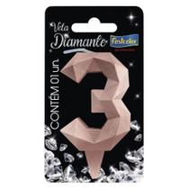 Vela Diamante Rose Gold - 01 Unidade - Festcolor