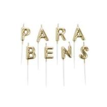 Vela Dourada Parabéns - Conjunto com 8 Velas Elegantes
