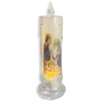 Vela eletrônica transparente sagrada família 15cm religiosa