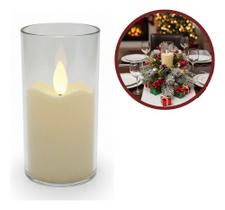 Vela Fake Copo Acrílico Led 11x5cm Decoração Natal Enfeite Branco Vela 000