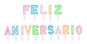 Vela Feliz Aniversário Palito Neon Colorida - 16 unid - Silverfestas