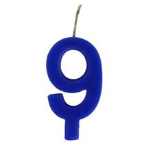 Vela Festa De Aniversário 8cm Azul Número 9 - 1 Unidade - Festhamires