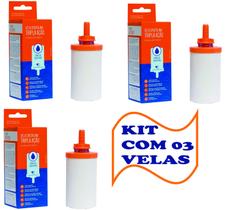 Vela Filtro Tripla Ação Kit com 3 Unidades Elimina Impurezas C/ Nanoparticulas de Prata Alta Filtragem25