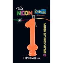 Vela Laranja Neon - 01 Unidade - Festcolor