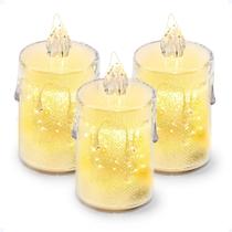 Vela Led Decoração Cristal Transparente 8cm Chama Artificial Amarela Festas Casamento Natal