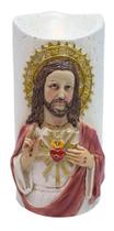 Vela Led Decorativa Sagrado Coração De Jesus 17.5Cm Resina - Tasco