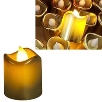 vela led dourada 3,5x4,5 eletronica decoração c/24