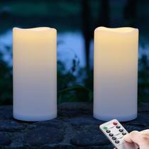 Vela LED Pillar NONNO e ZGF, resina impermeável de 10 x 20 cm, pacote com 2 unidades